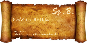 Szűcs Britta névjegykártya